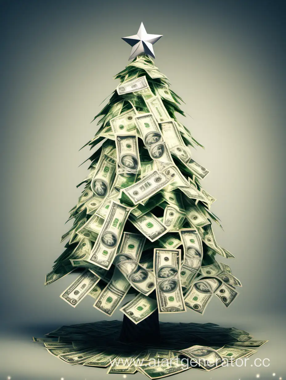 Luxurious-Christmas-Tree-Adorned-with-Dollar-Bills