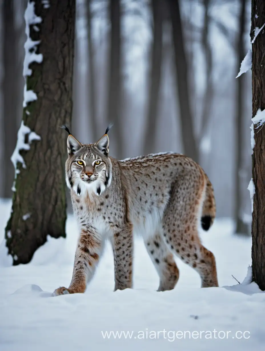 Winter-Forest-Hunter-with-Lynx
