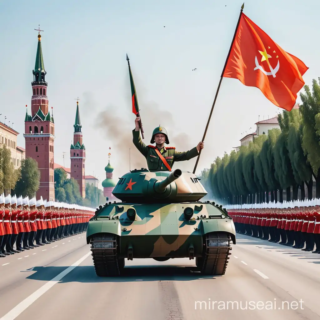 Celebrating Victory Day with Patriotic Parade and Flags