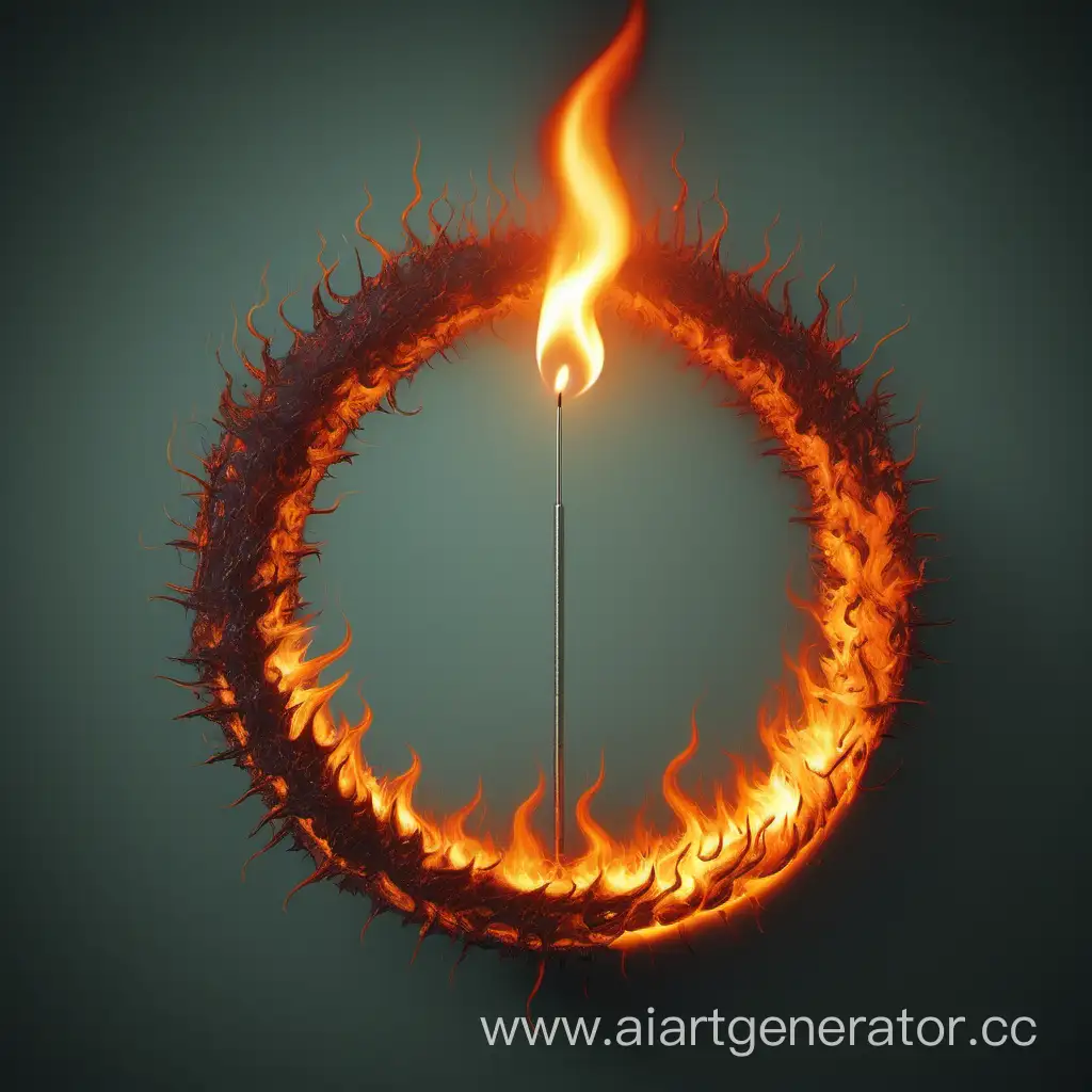 burn in the shape of a flaming circle pierced by a needle