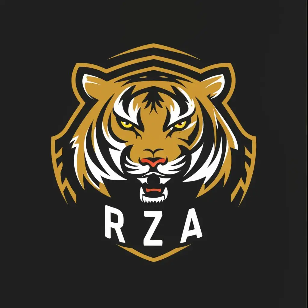 LOGO-Design-for-RZA-Safari-Tiger-Majestic-Feline-with-Initials-on-a-Pristine-Backdrop
