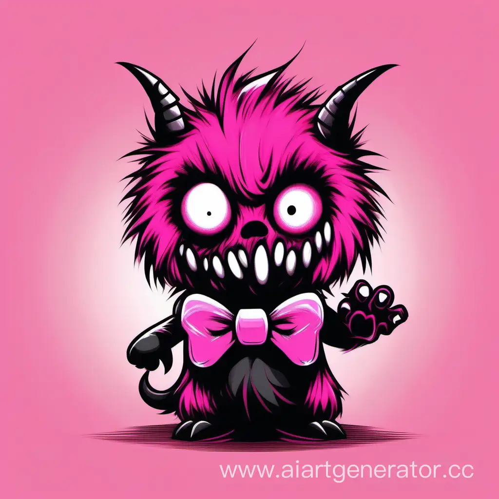 Mysterious-Evil-Monster-with-a-Playful-Twist-and-Pink-Bow