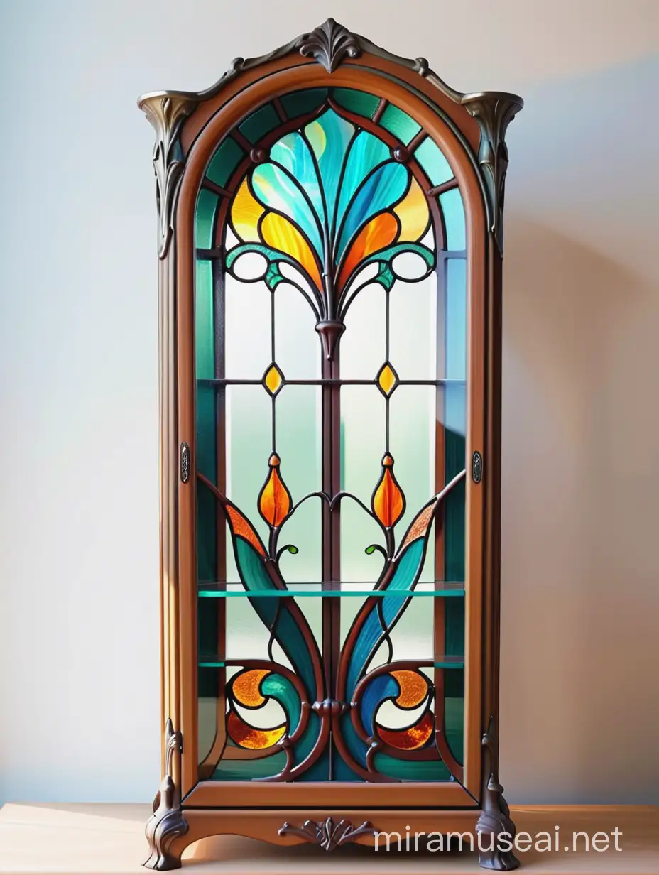 Stained Glass Cabinet in Art Nouveau Style