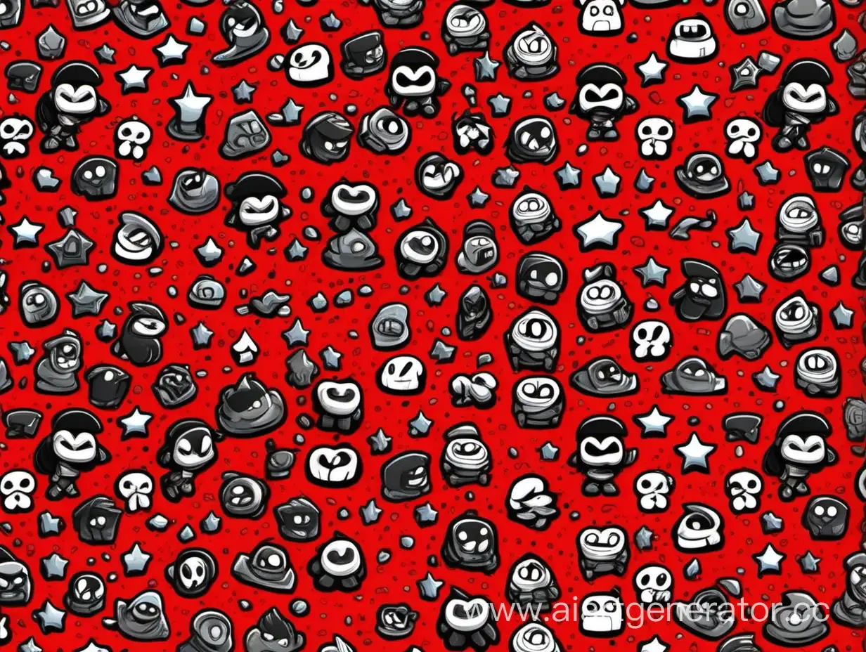 CREATE A PATTERN WITH BRAWLSTARS COMIC STYLE GAME IN RED AND BLACK STYLE