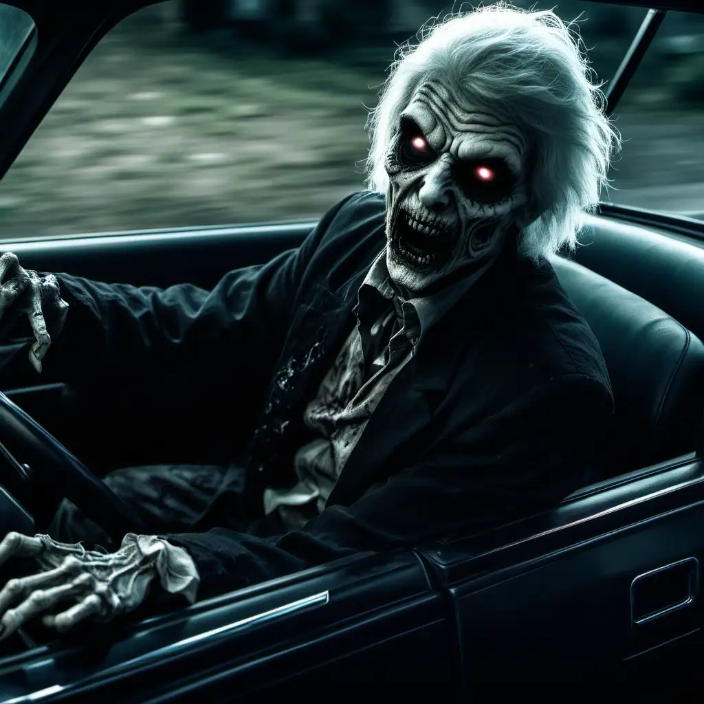 ghoul driving a car