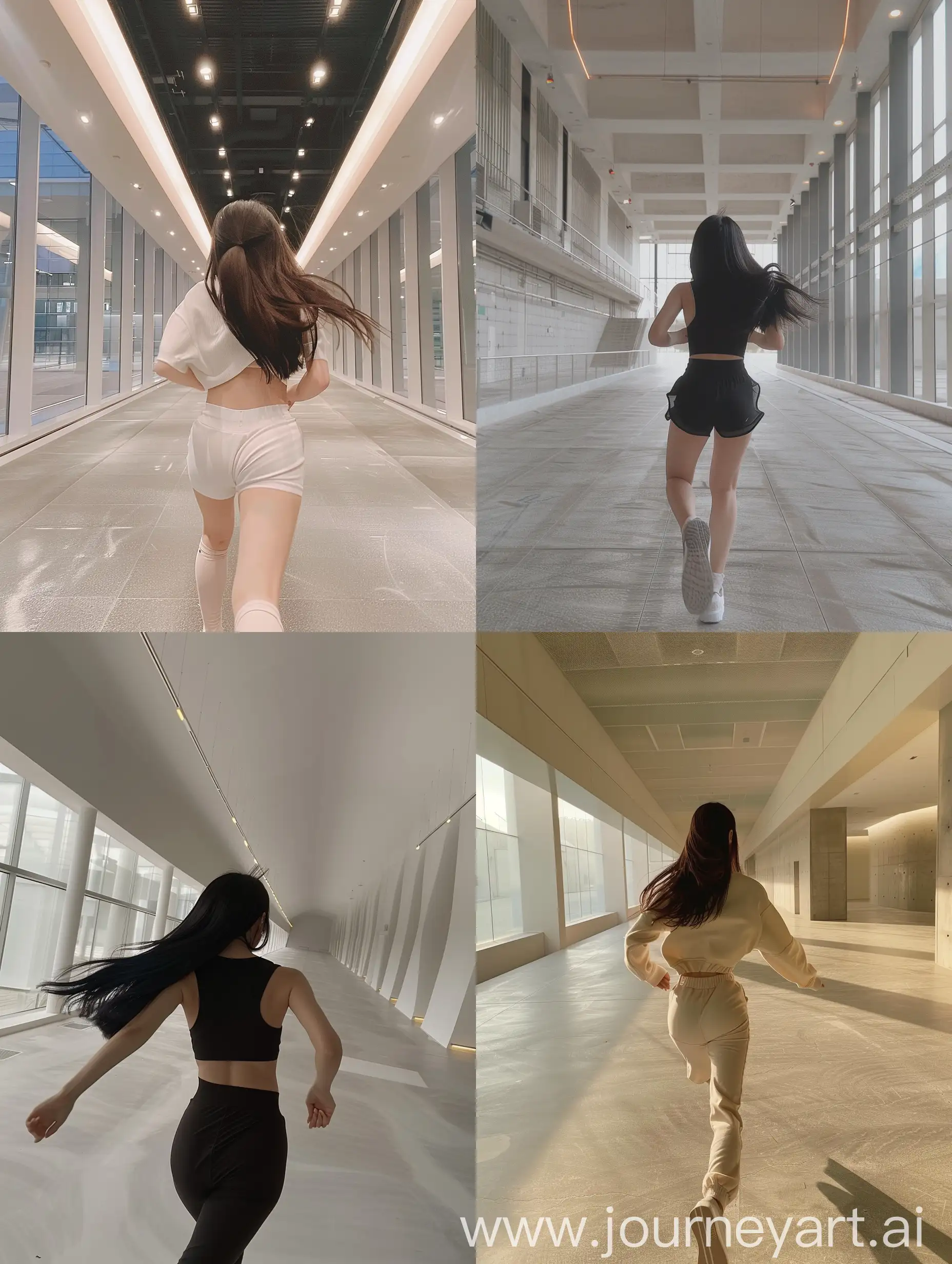 Fashionable-Jennie-Running-in-Modern-Hallway-Selfie