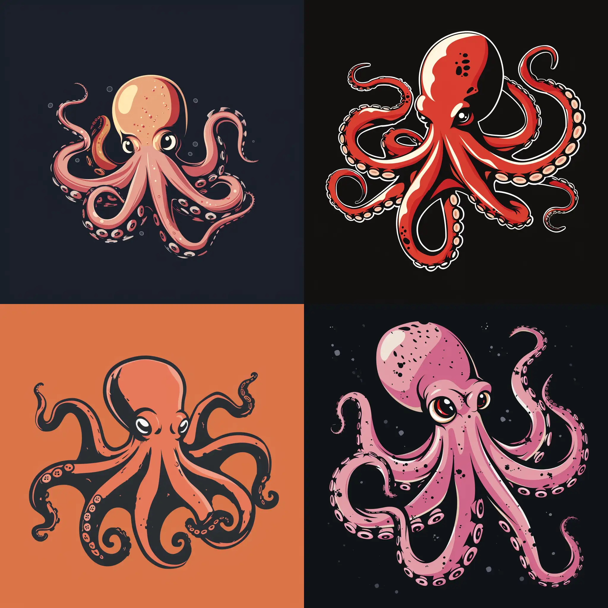 vector logo, cartoon comic look octopus, modern, stylish, tasteful, minimalism