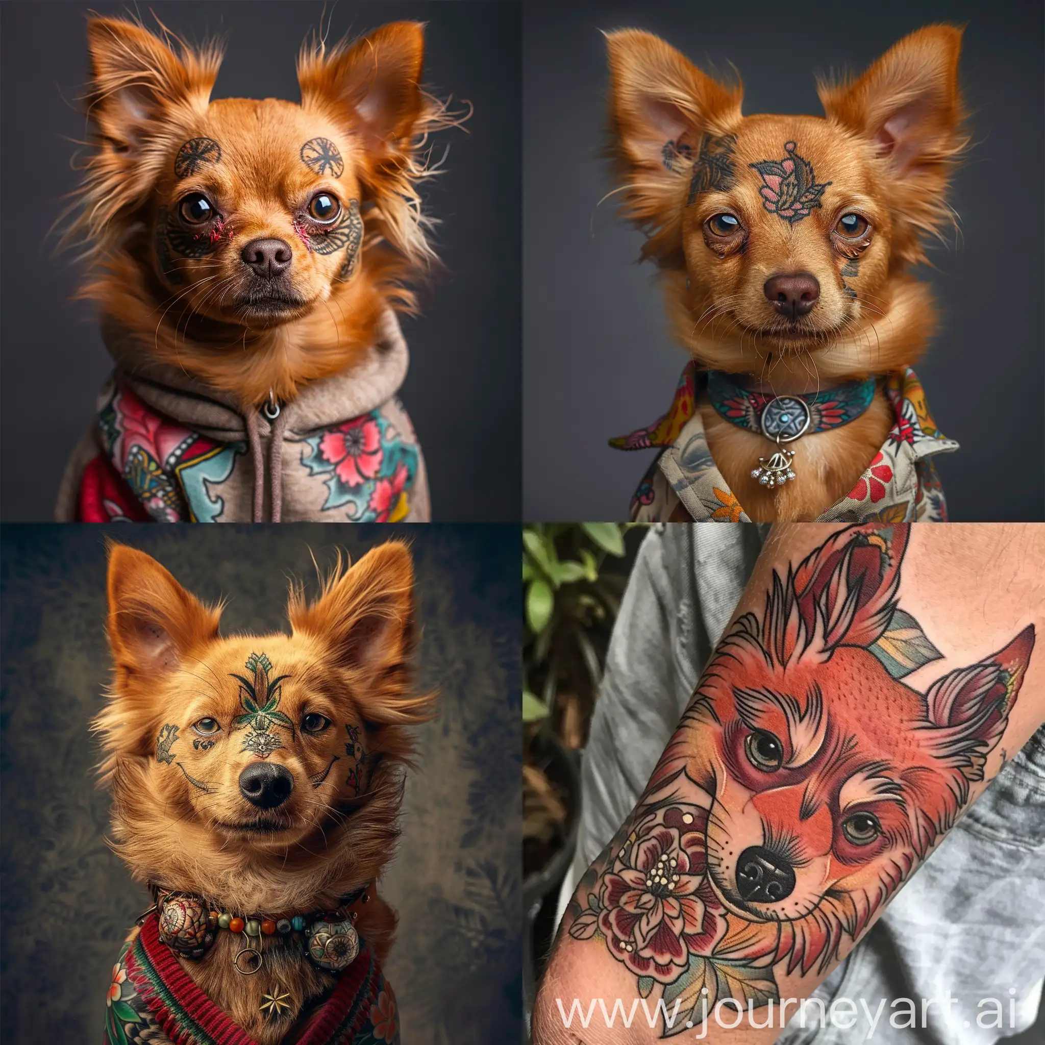 red spitz with tattoos