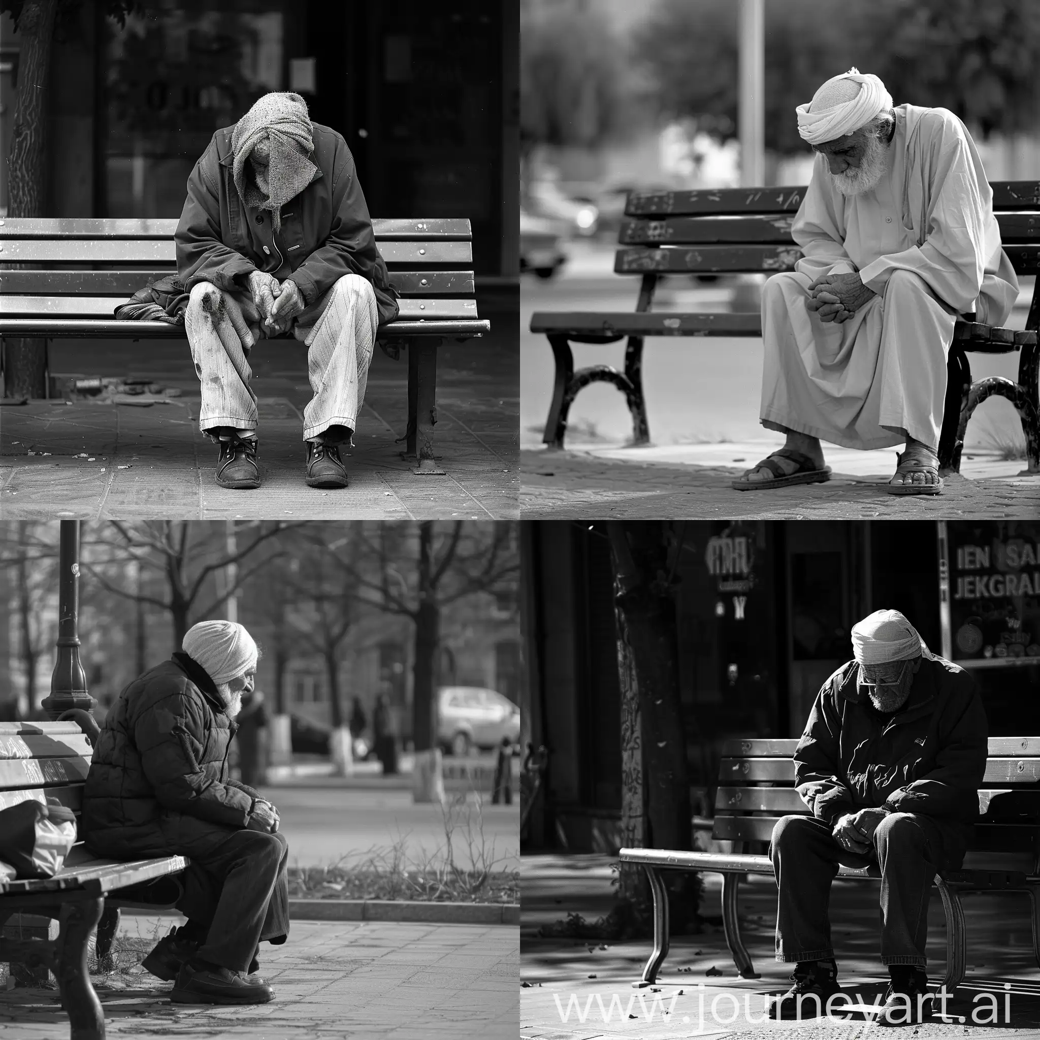 Lonely-Elderly-Man-Sitting-on-Park-Bench