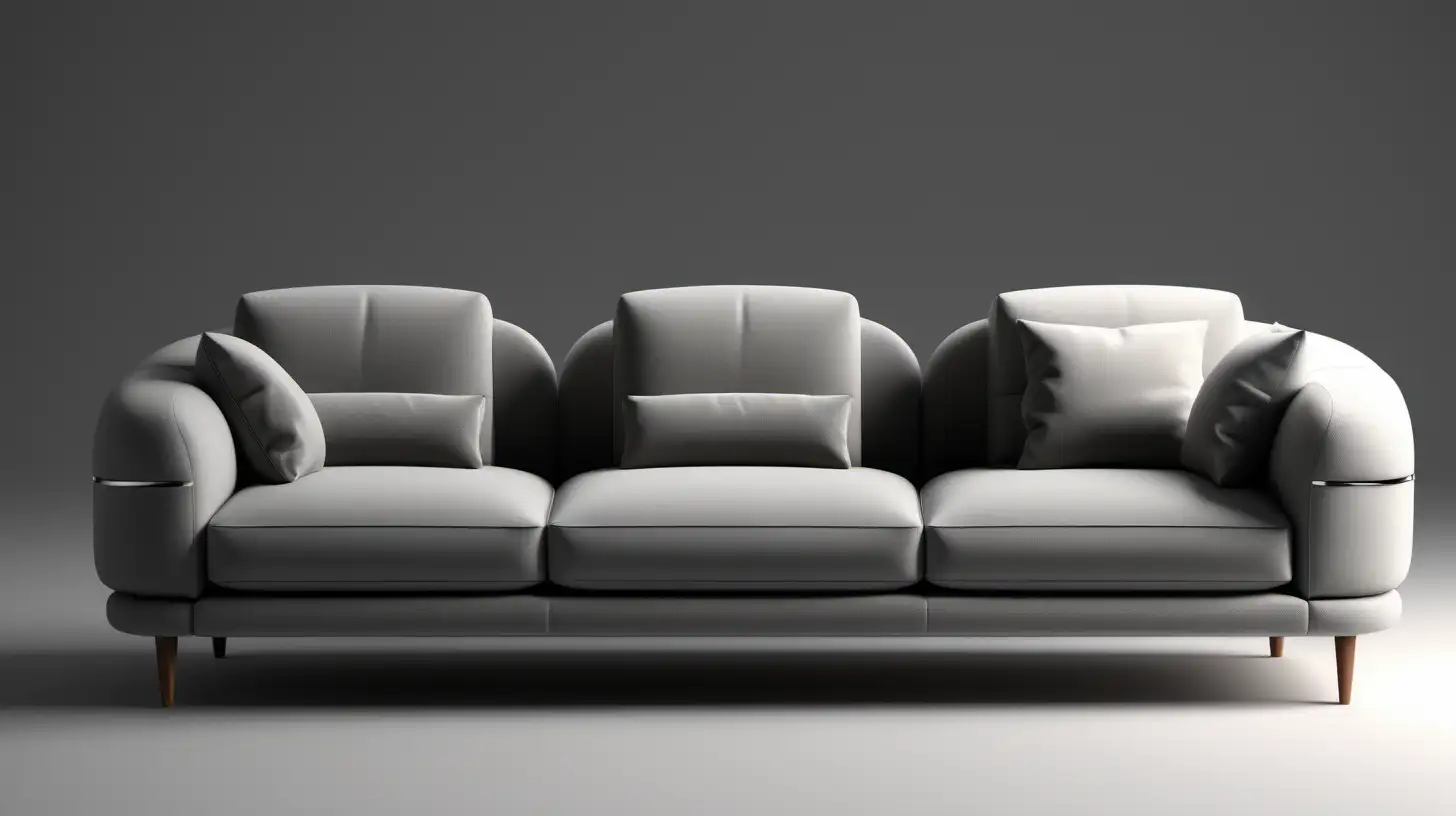 Modern Italian Sofa with PShaped Arm and Minimalist Design