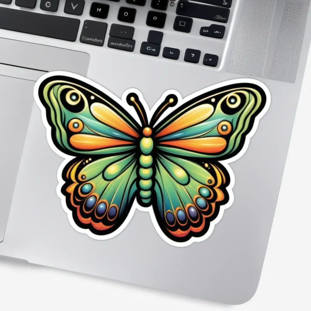 /imagine  Show a caterpillar transforming into a butterfly, symbolizing personal growth, transformation, and positive change sticker