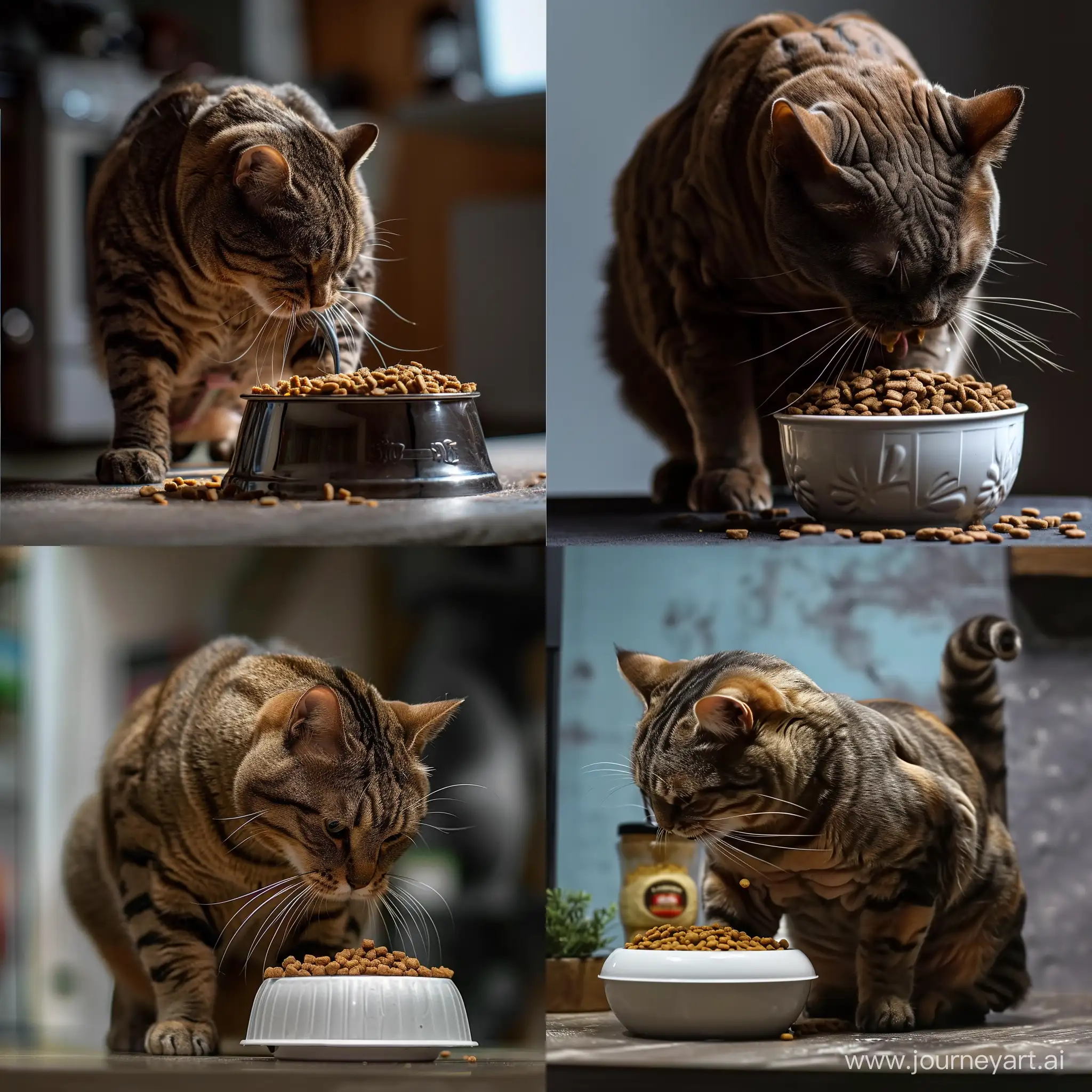 Muscular-Cat-Enjoying-a-Hearty-Meal-from-Its-Bowl