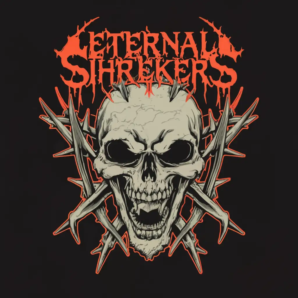 a logo design,with the text "ETERNAL SHRIEKERS", main symbol:Death metal band,Moderate,clear background