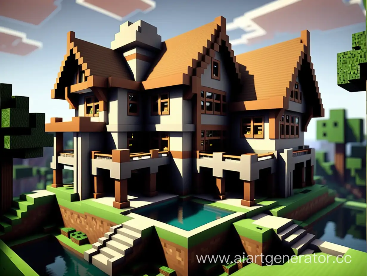 Minecraft-Style-Grand-House-Construction