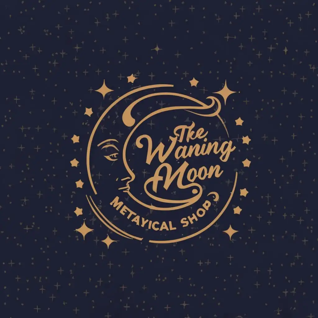 logo, waning moon and stars, with the text "The Waning Moon Metaphysical Shop", typography, be used in Retail industry