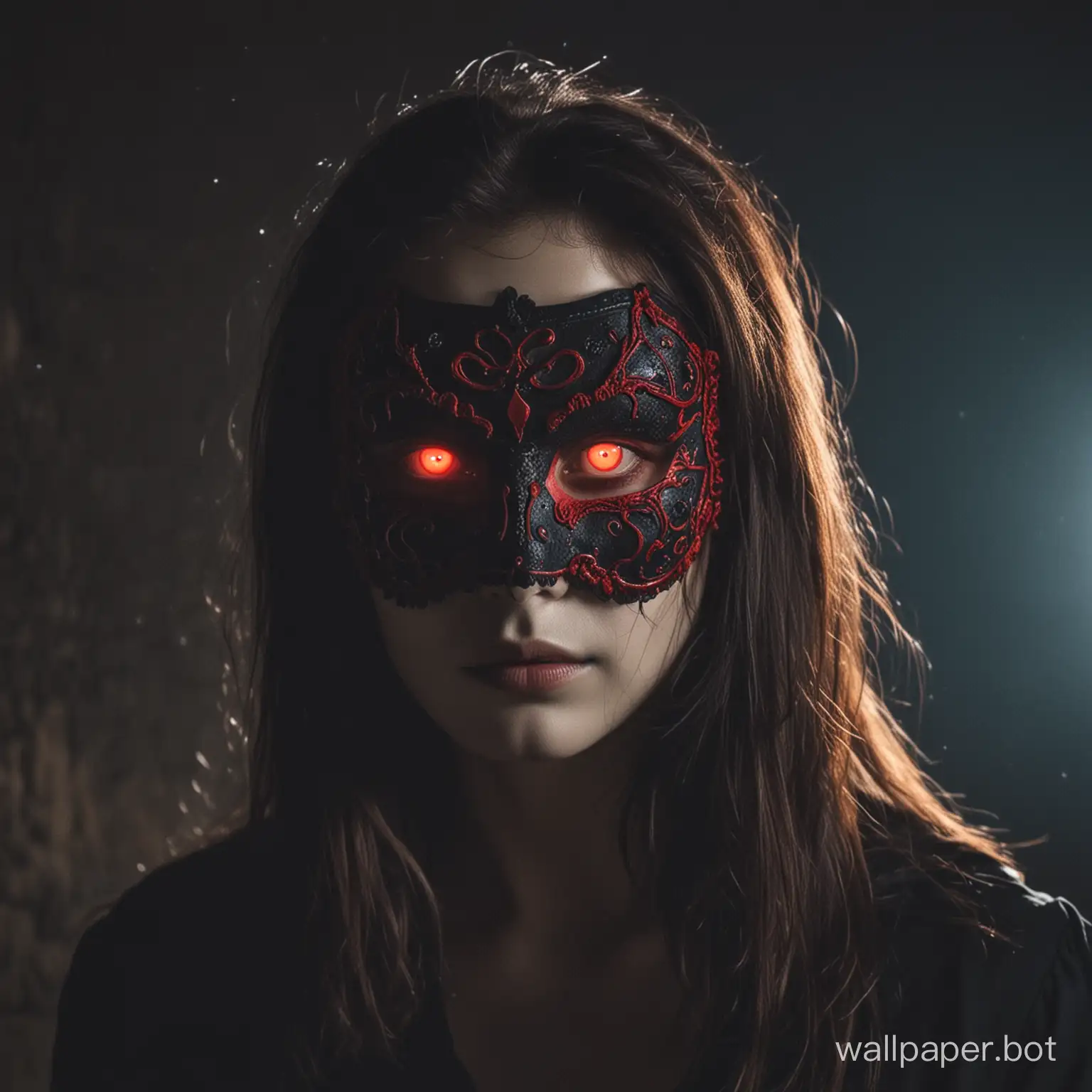 Red eyes in a mask in the night