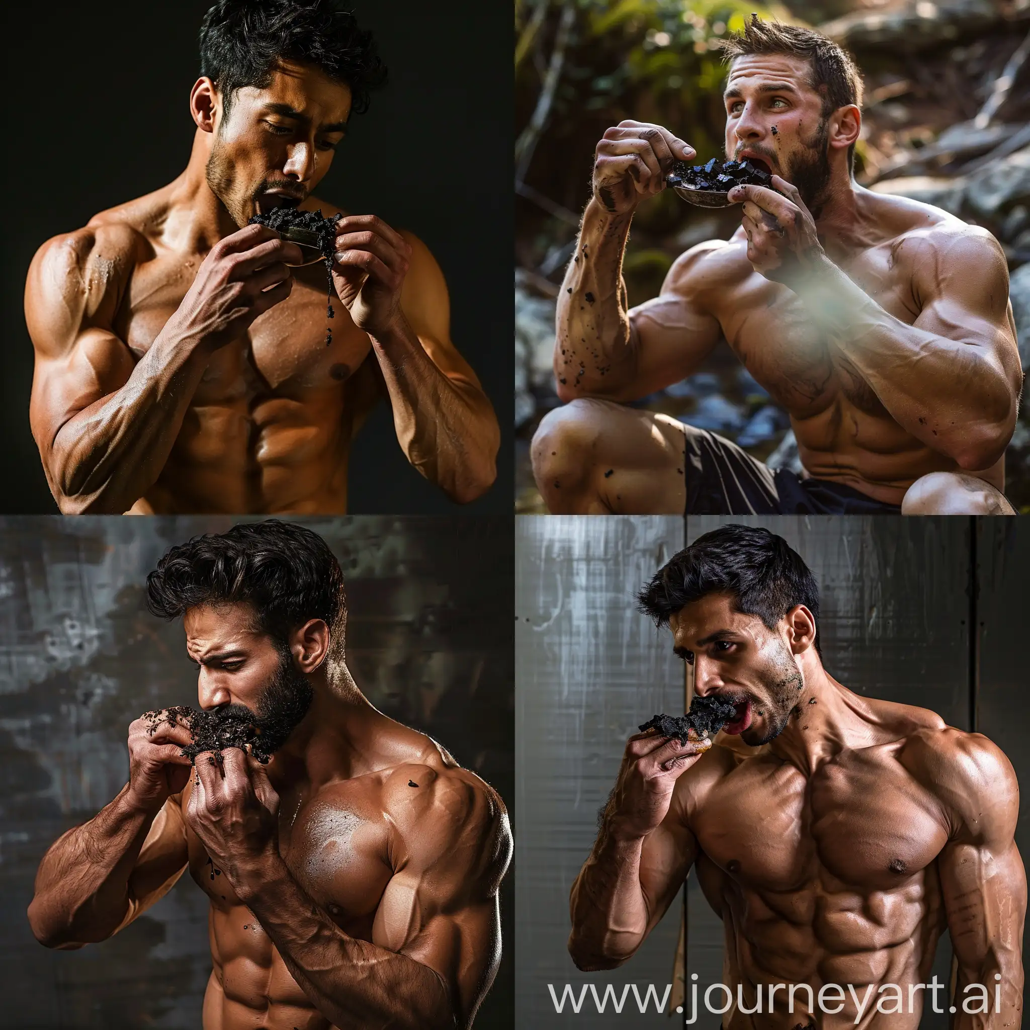 Muscular-Man-Consuming-Shilajit-Supplement