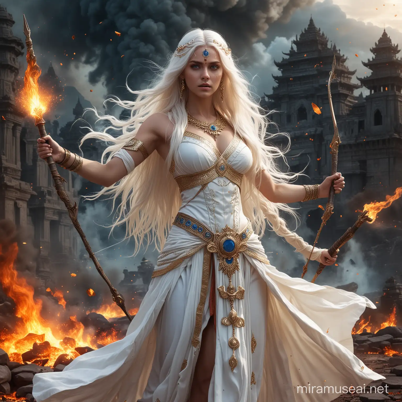 Goddess Empress Young in Combat Throwing Fire Kayashiel Empress