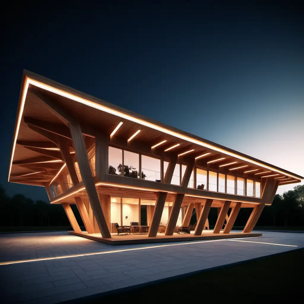 home page image for my premium website called Glulam projects where we promote our  glulam structures for futuristic designs of any size buildings with ambiental lighting
