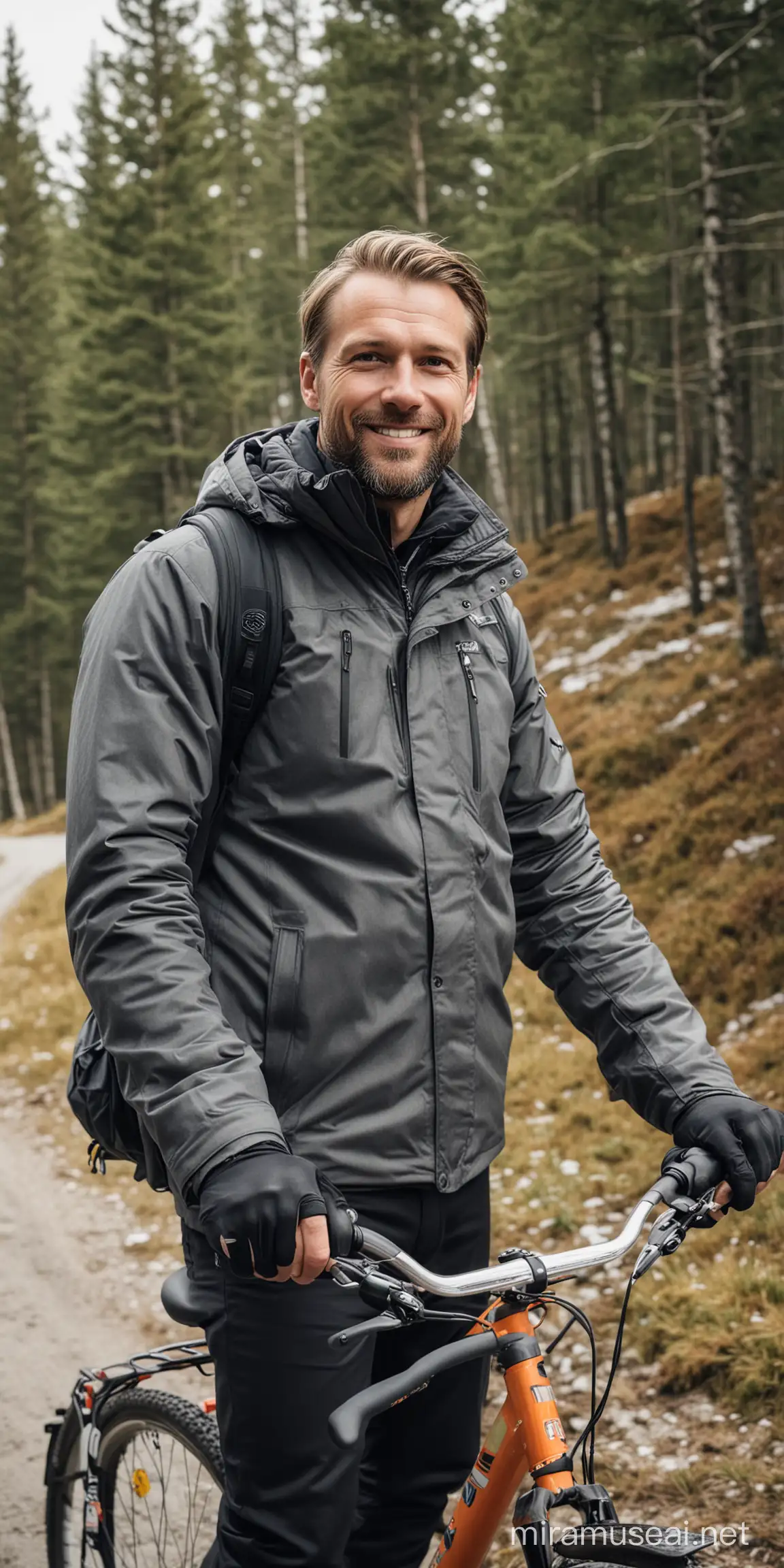 portrait of Norwegian man, 38, is a finance consultant. Like to ski and bike. Want his surroundings to be lifestyle and relaxed.
