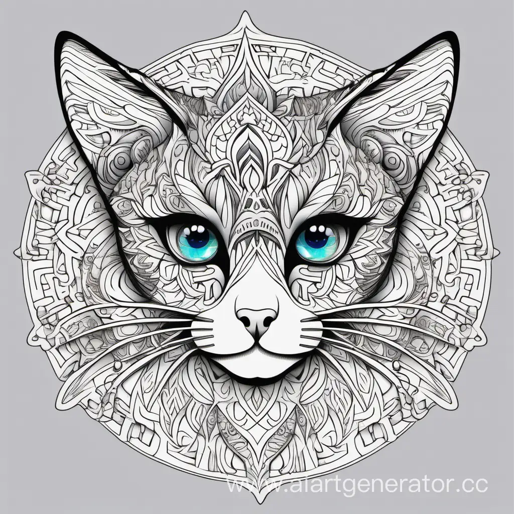 Multicolored-Contour-Mandala-Cat-with-Striking-Eyes