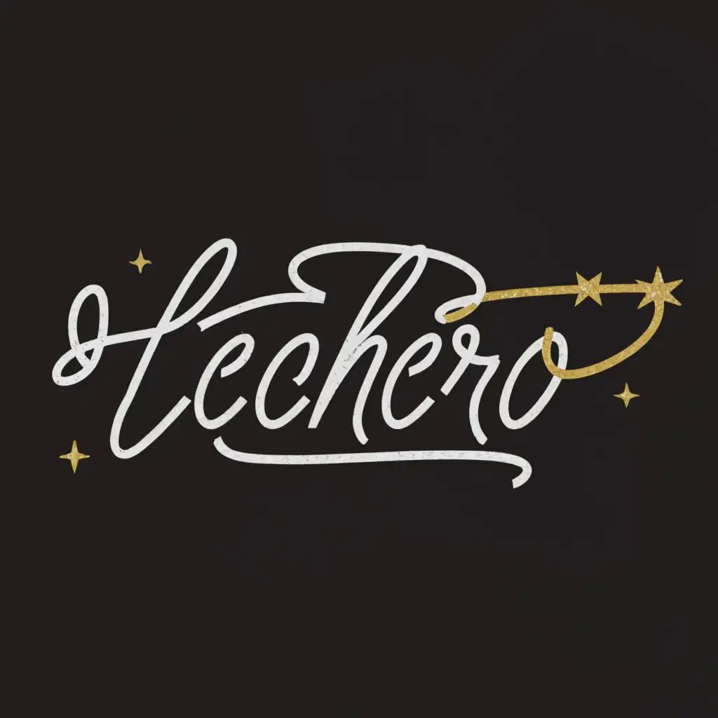 a logo design,with the text 'Lechero', main symbol:handwritten only text 'lechero',complex,be used in Entertainment industry,clear background more glamour