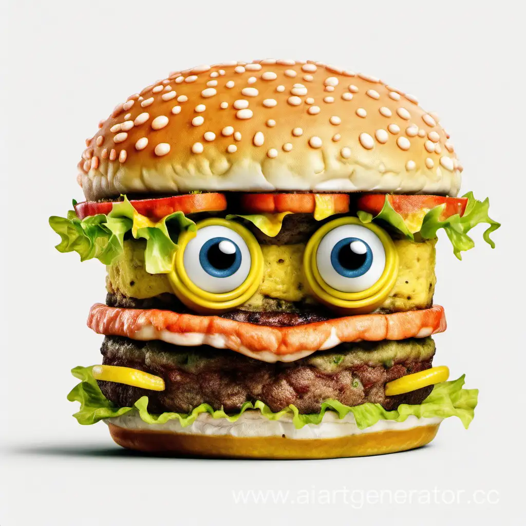 SpongeBob-Enjoying-a-Krabby-Patty-on-a-Clean-Background