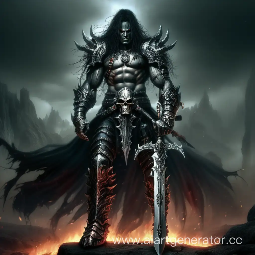 dark fantasy man ultra greate sword metal rock hell