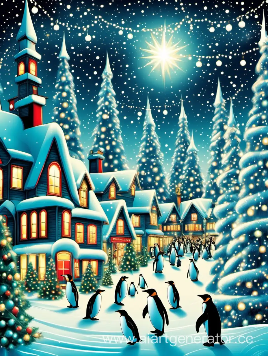 Enchanting-North-Pole-Night-Santa-Penguins-and-Polar-Lights