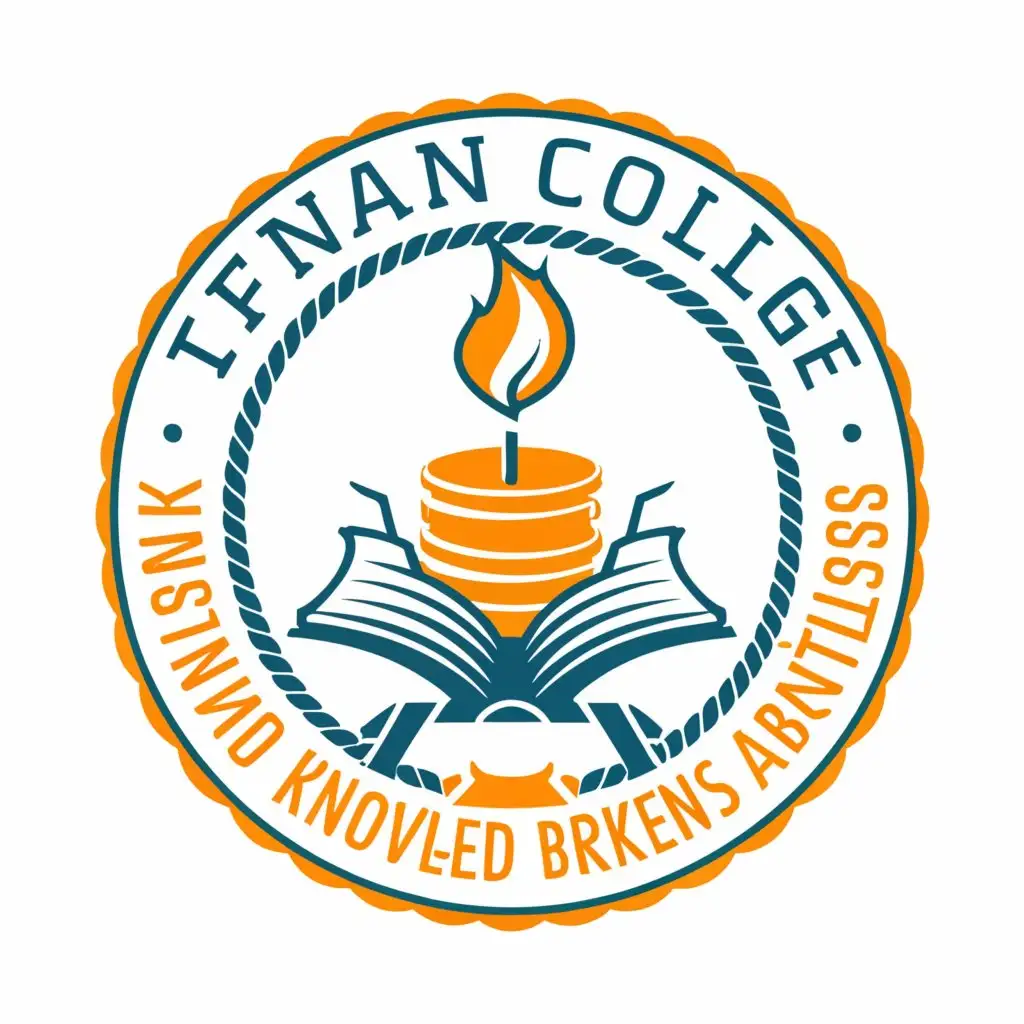 a logo design,with the text 'ifnan college', main symbol:candle light , books, education materials, hope , business, graduation cape(put all in circle, have logo name top, put slogan at bottom),complex,be used in Education industry,clear background