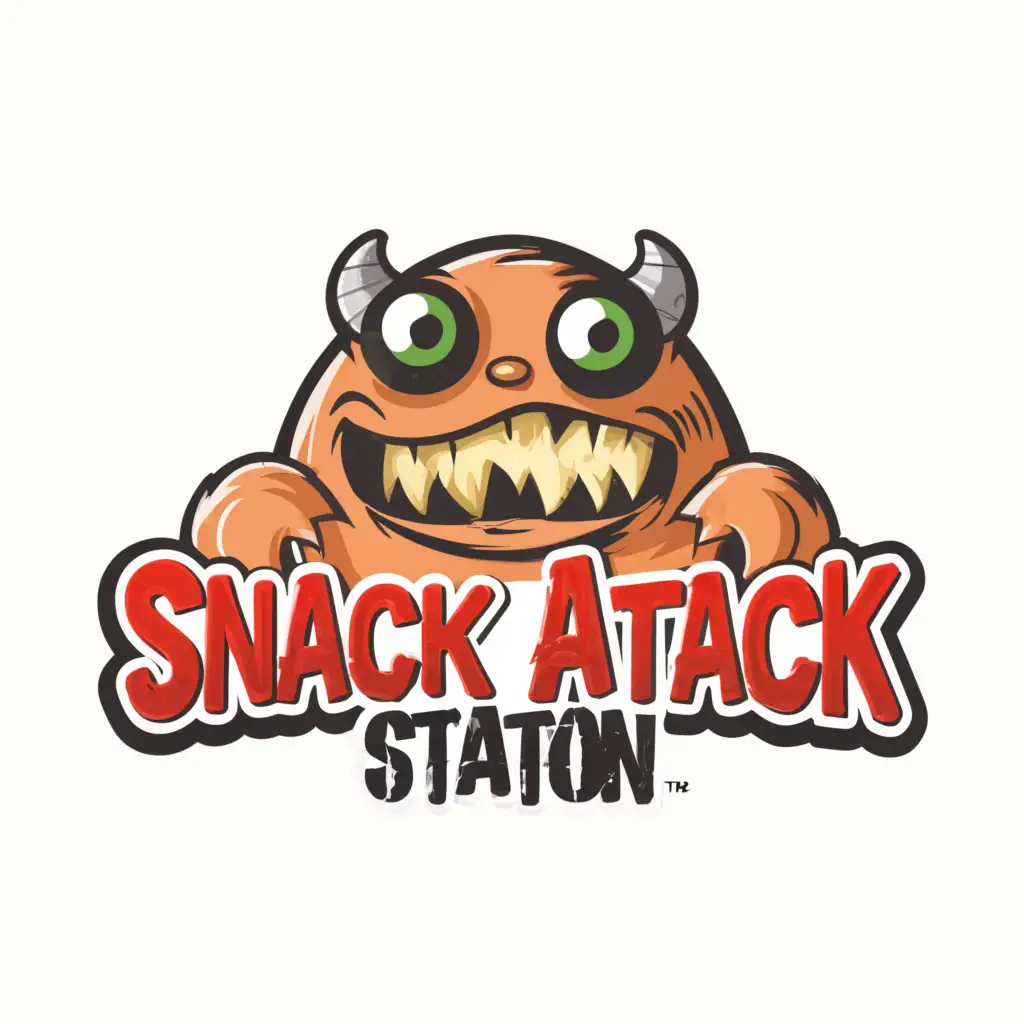 LOGO-Design-for-Snack-Attack-Station-Bold-Text-with-Playful-Snack-Theme