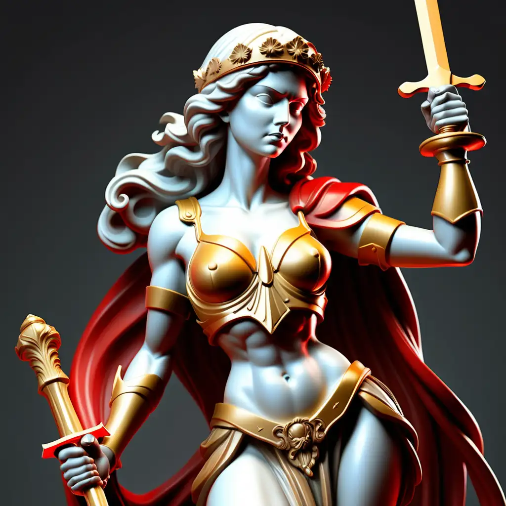 Golden Sword Lady Justice with Red Scale