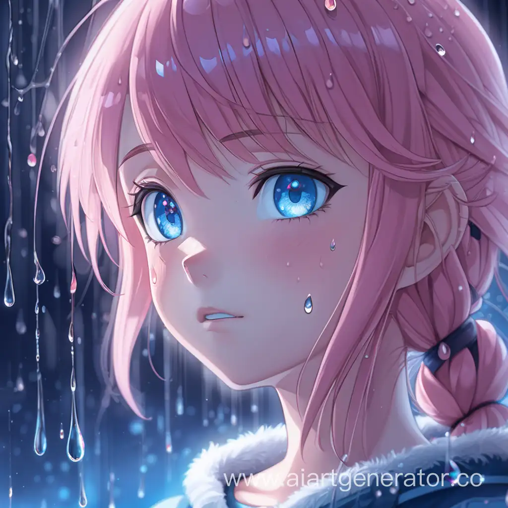 Anime-Portrait-with-Glowing-Blue-Eyes-in-Frozen-Rain