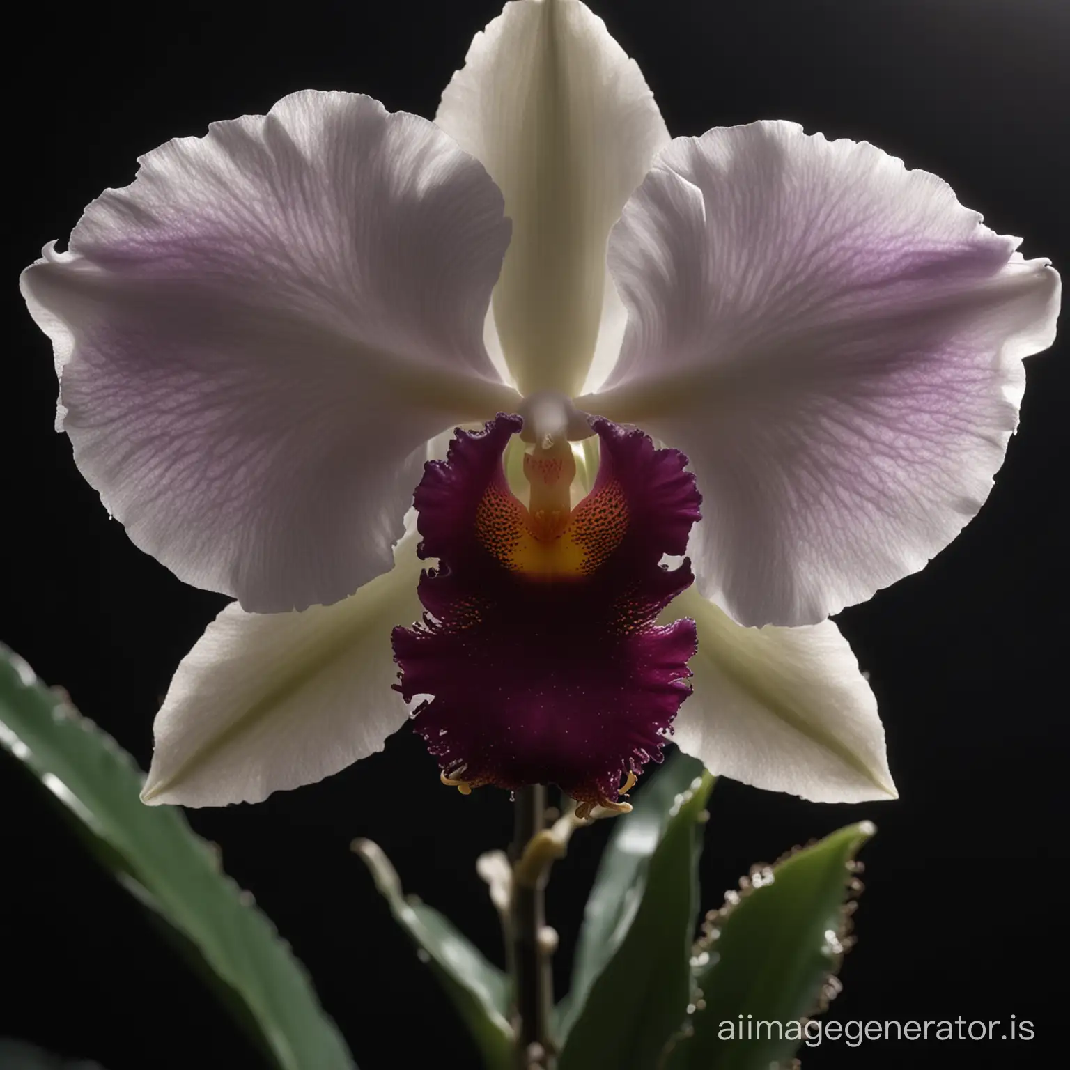 A CATTLEYA ORCHID THAT GLOWS IN REALISTIC REAL DARKNESS, IN HD, 4K