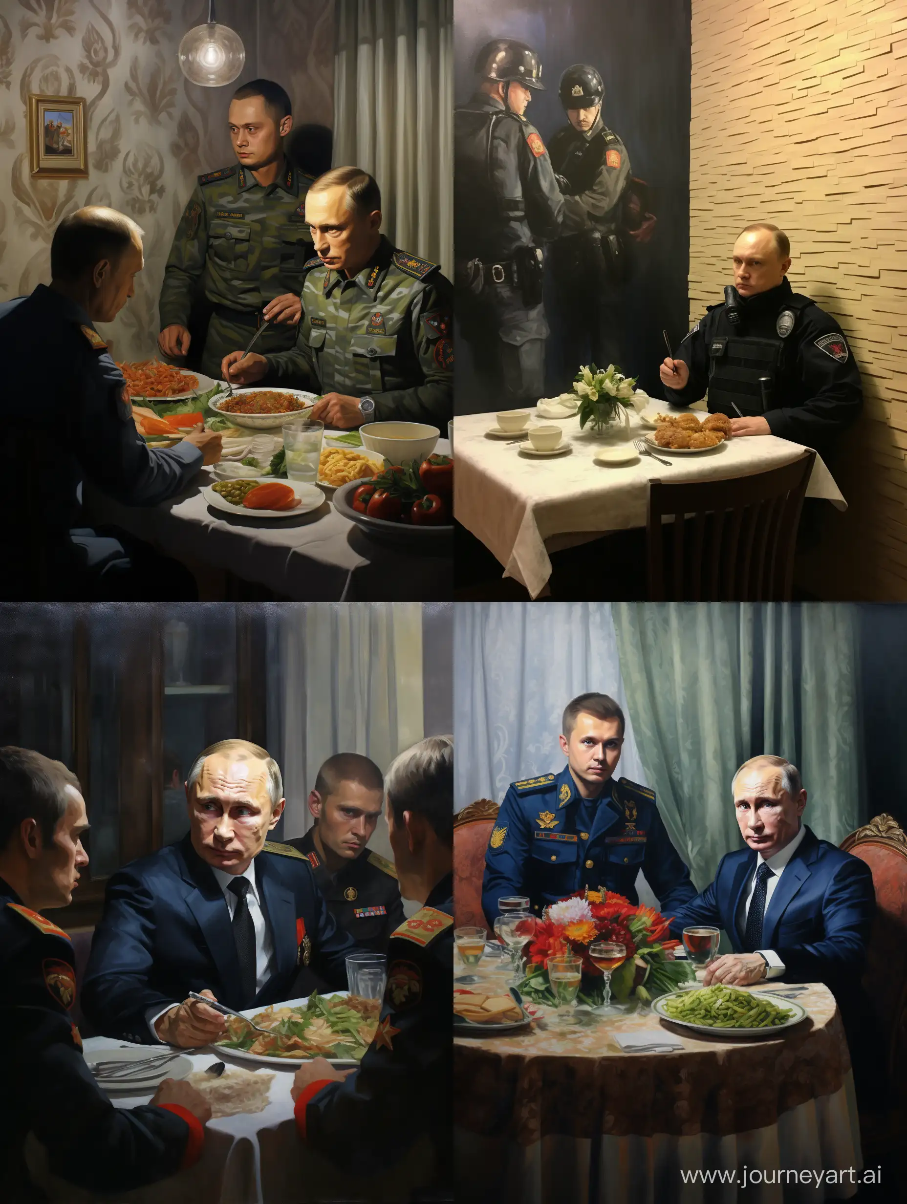 Dmitry Kuplinov is having dinner. Suddenly, the police burst into the apartment. Vladimir Putin enters the apartment after the police.
