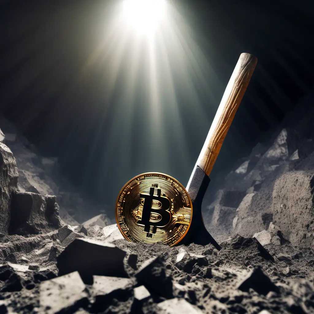 Bitcoin Mining Extracting Cryptocurrency with a Pickaxe