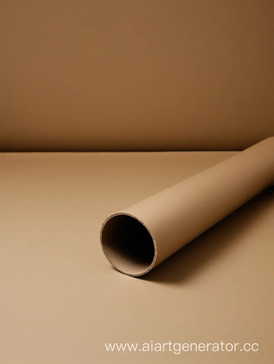 The cardboard tube is lying on the table