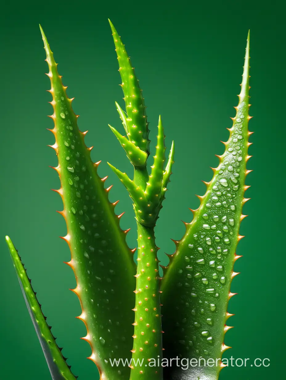 Detailed-Aloe-Vera-Leaf-CloseUp-on-Vibrant-Green-Background