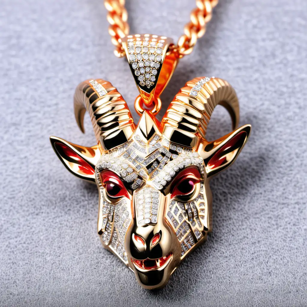 Majestic Iced Goat Head Pendant Unique Handcrafted Jewelry