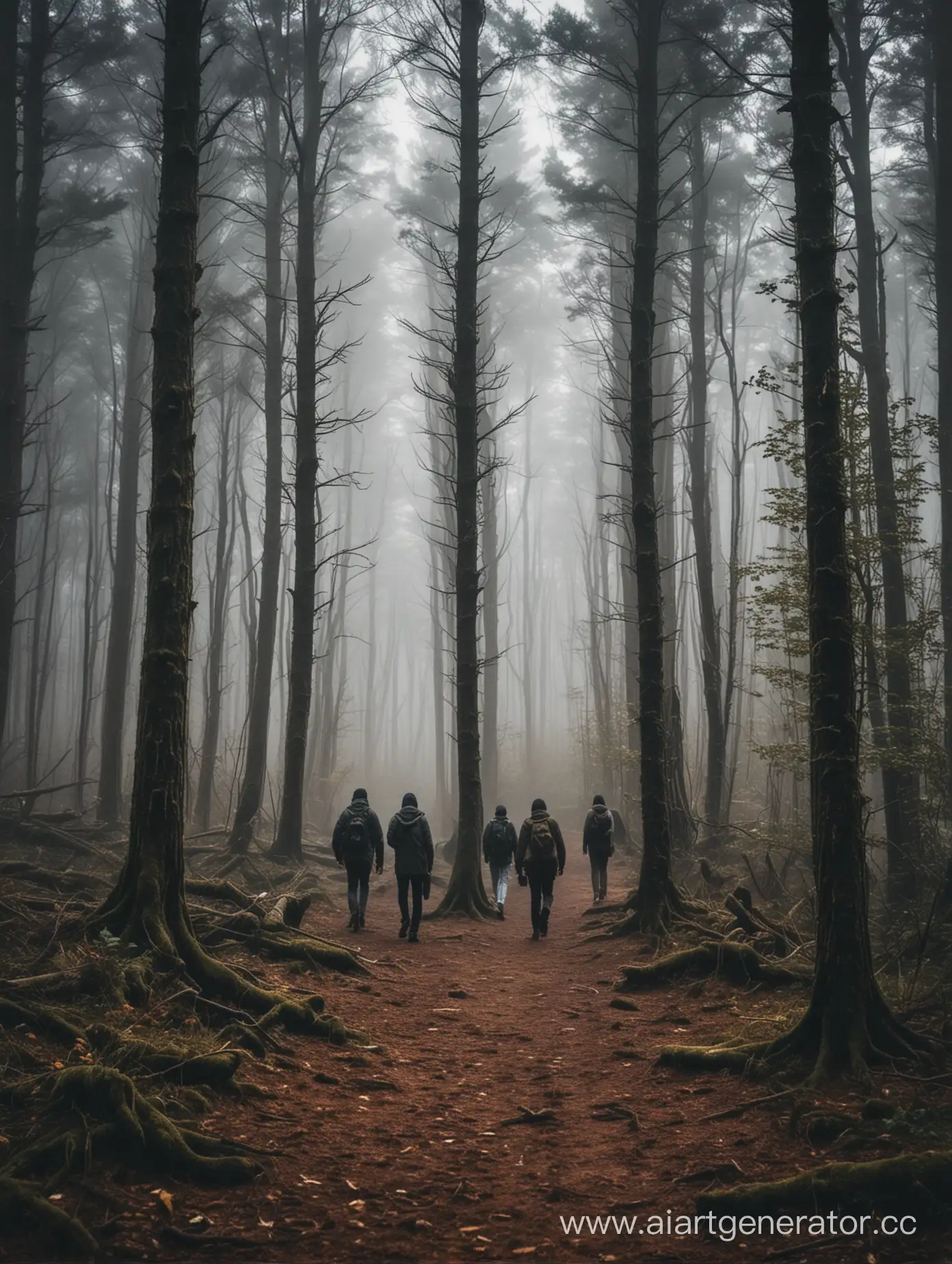 Group-of-Explorers-Journeying-Through-Enchanted-Forest