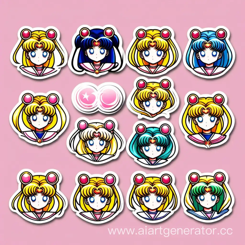 Sailor-Moon-Sticker-Set-on-White-Background