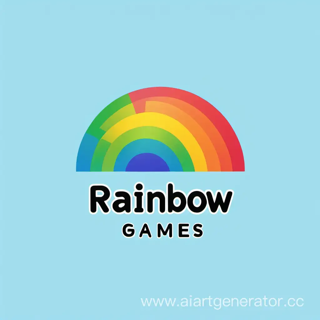 Minimalist-Rainbow-Games-Logo-on-Blue-Background