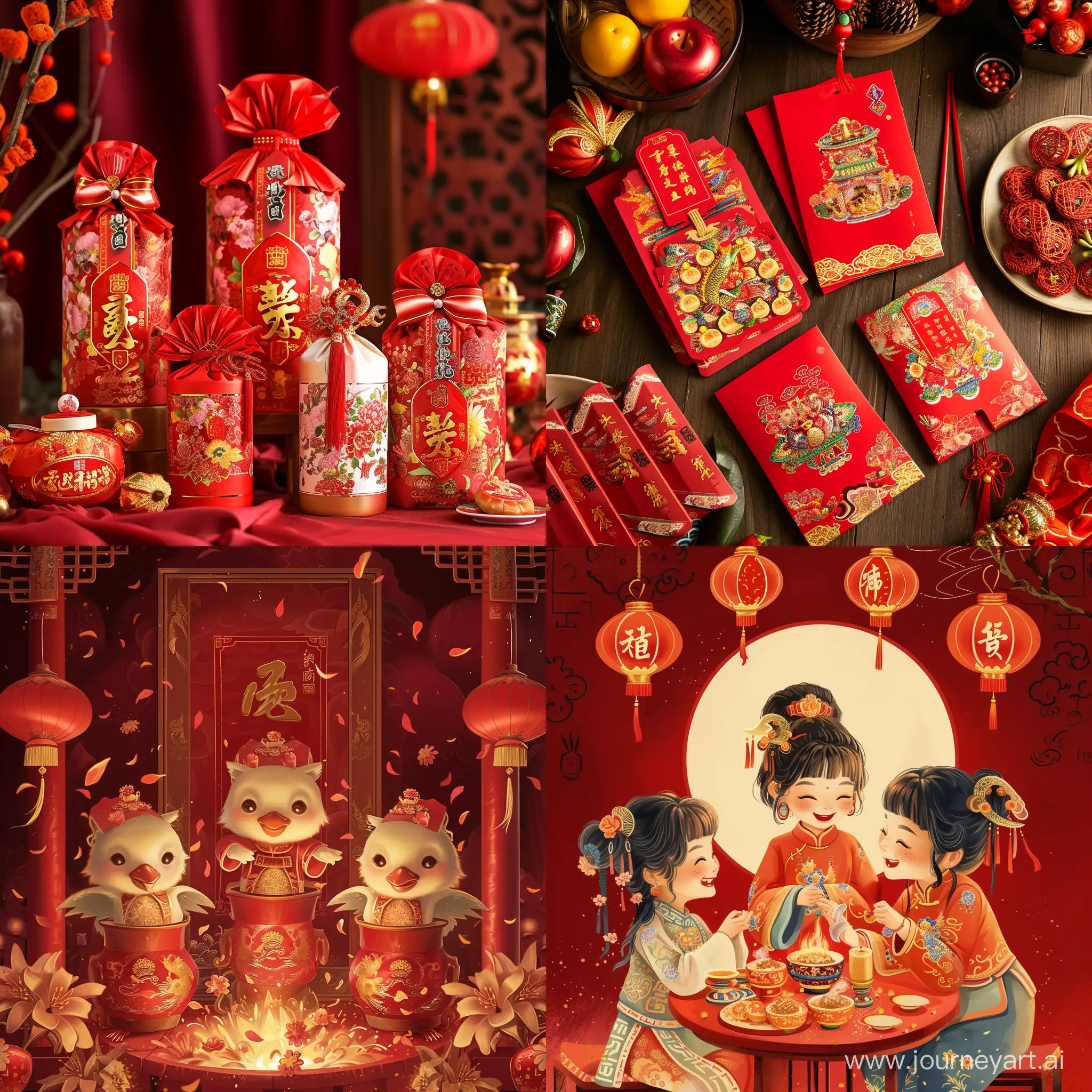 Chinese New Year Spring Festival Blessings --v 6 --ar 1:1 --no 53497