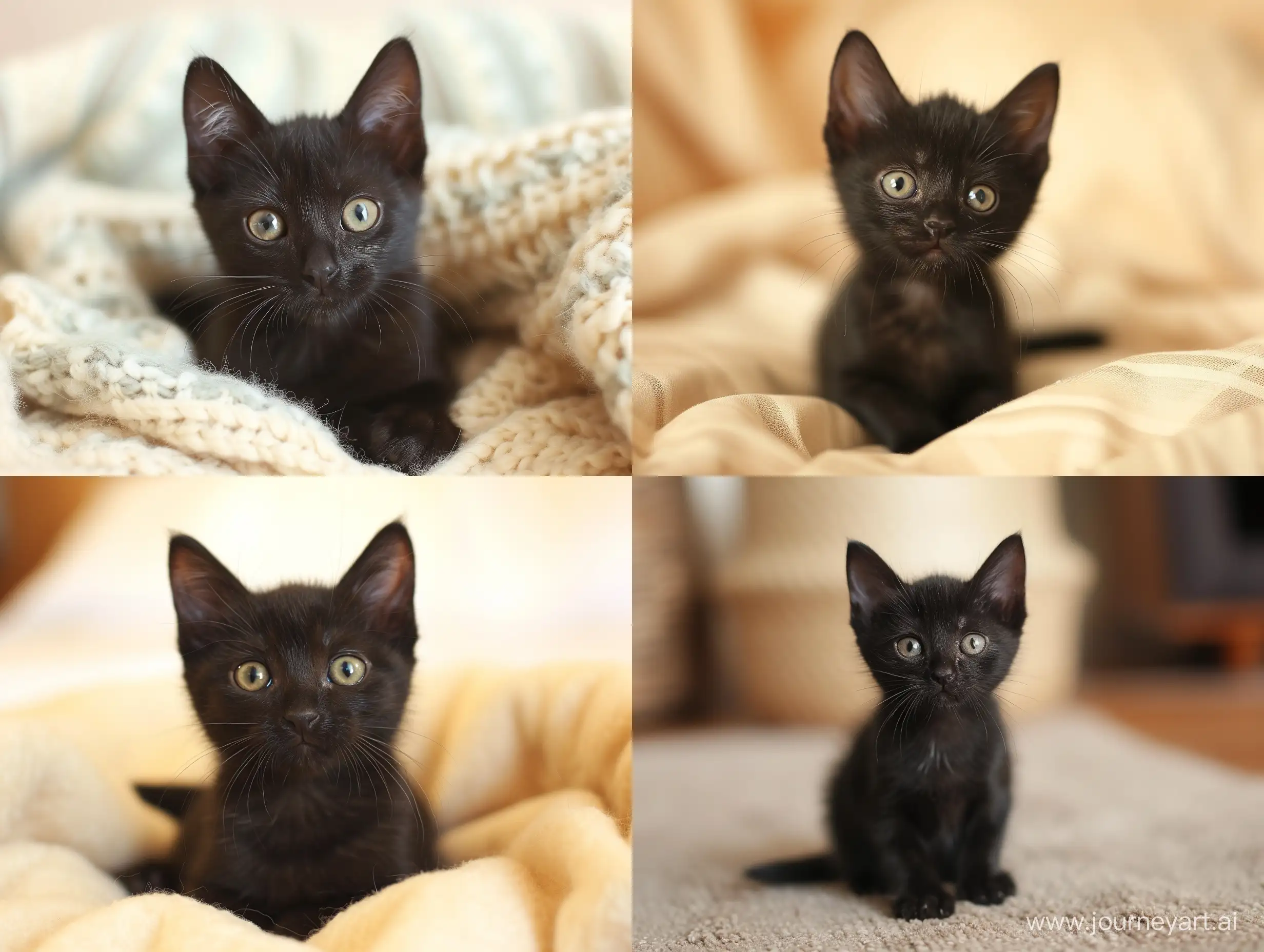 A small black female cat named Indie is very sweet and very loved, she is made of pure love, and innocence, and beauty.  —stylize 250