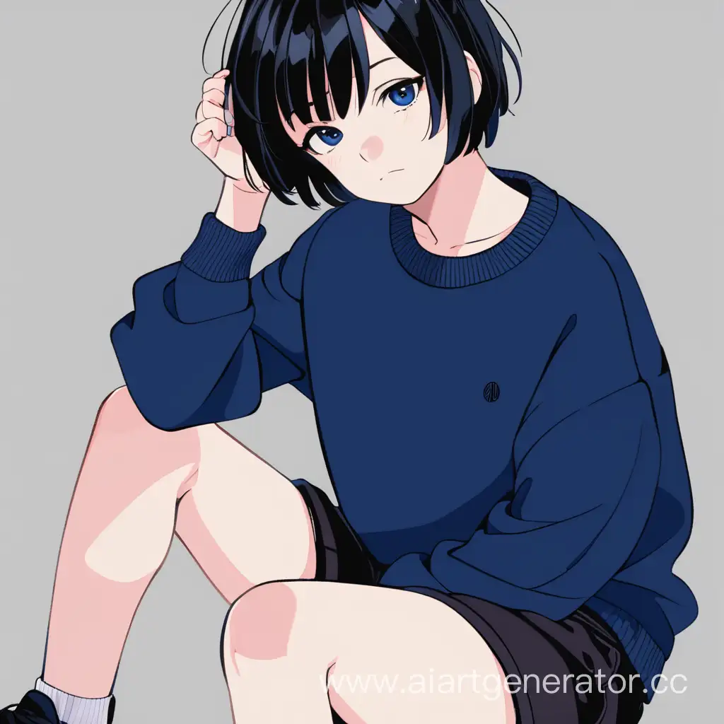 Darkhaired-Schizophrenic-Teen-in-Blue-Sweater-and-Black-Shorts