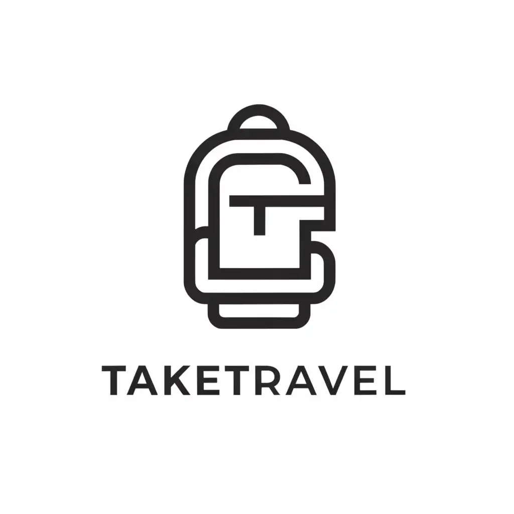 a logo design,with the text "taketravel", main symbol:Backpack,Minimalistic,be used in Travel industry,clear background