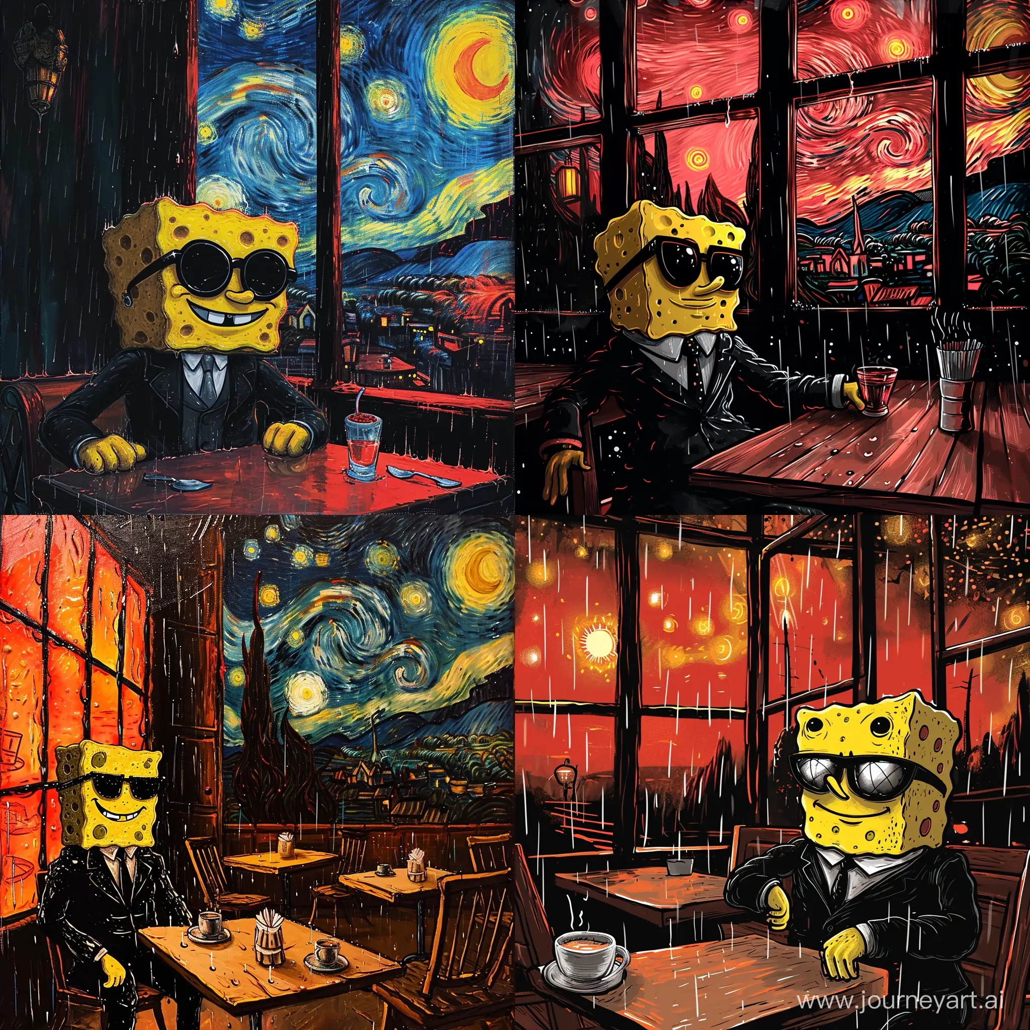 SpongeBob-Noir-Detective-Night-at-the-Rainy-Caf