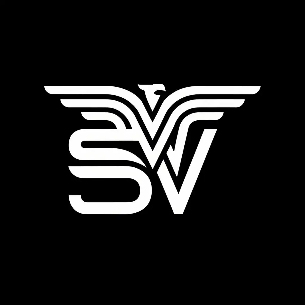 a logo design,with the text "SV", main symbol:Black backround, White Text logo,Moderate,clear background