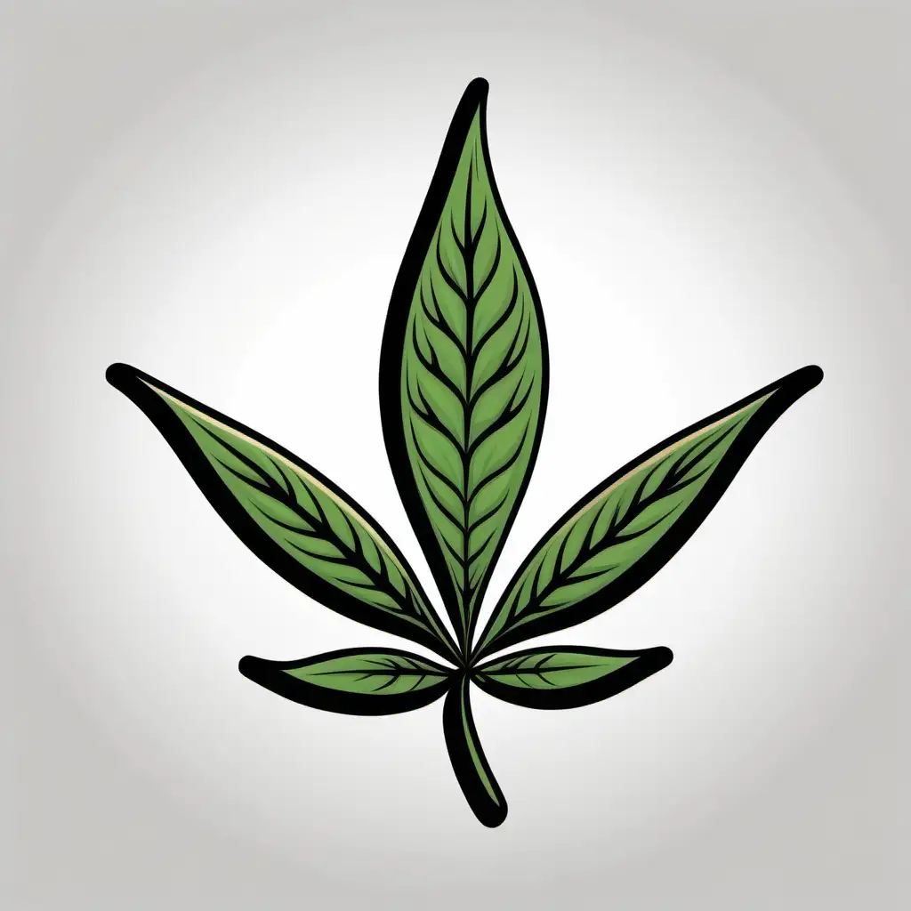 Cartoon Style Smooth Black Outline of Cannabis Leaf