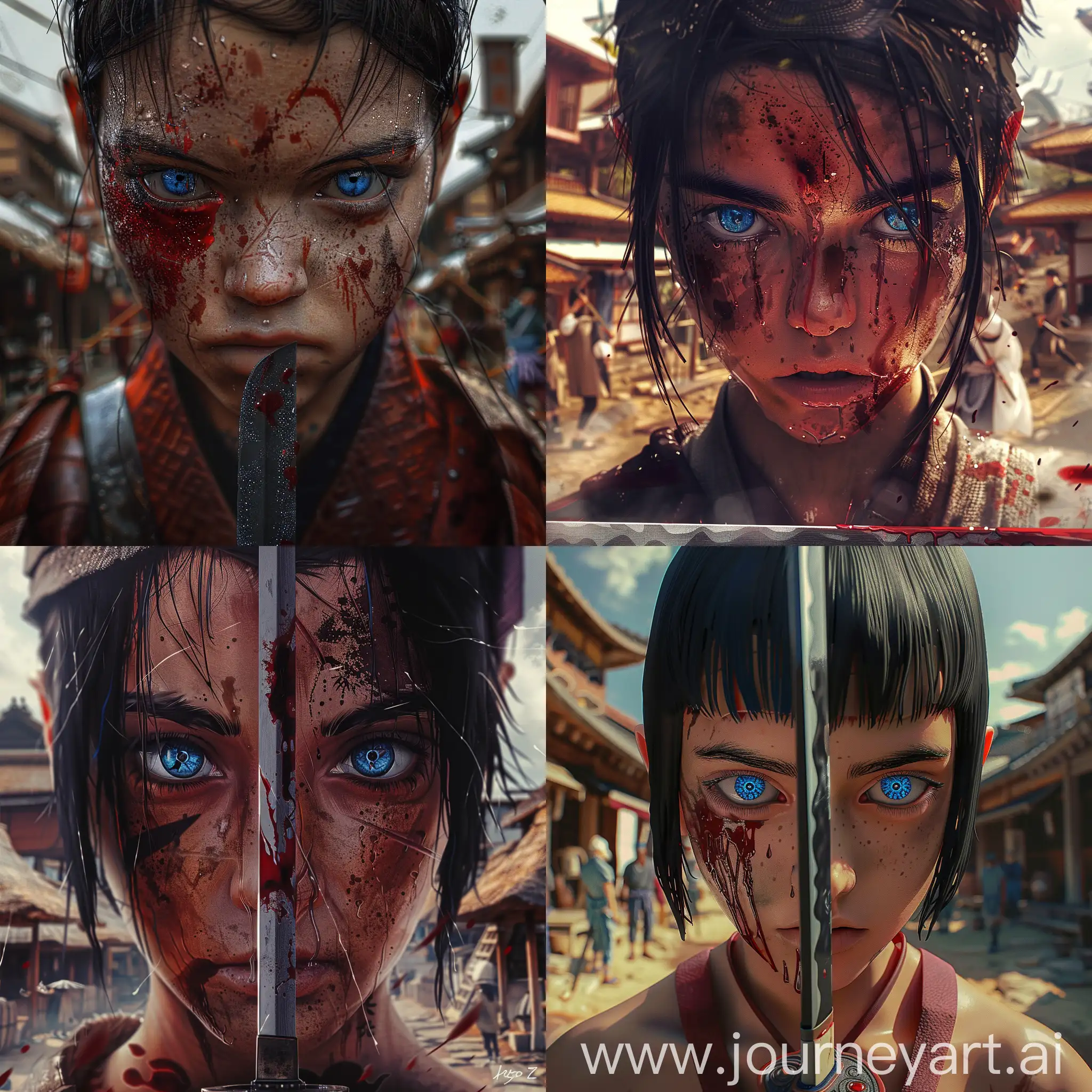 Fierce-Samurai-Warrior-with-Blue-Eyes-in-HyperRealistic-Anime-Style